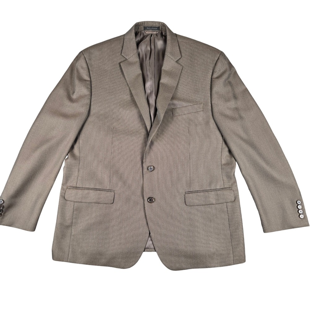 Lauren Ralph Lauren Mens Blazer Brown Micro Check Sport Coat 46R Two Button